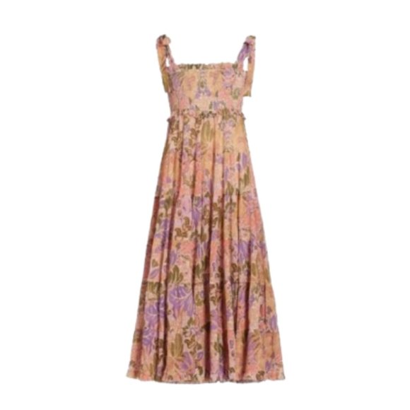 Zimmermann Dresses & Skirts - Zimmermann Violet Tiered Sundress Midi Dress Womens 1 Small Pink Floral Smocked